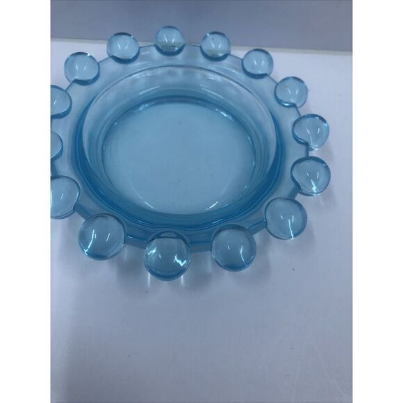 Imperial Candlewick Elegant Glass Aqua Blue Round Ashtray Dish tray 4"/ Trinket - Picture 3 of 8